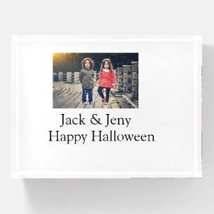 add name photo text Halloween kids girl boy Paperweight