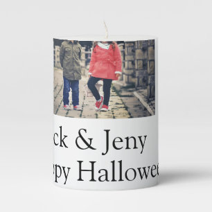 add name photo text Halloween kids girl boy Pillar Candle