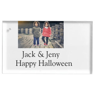 add name photo text Halloween kids girl boy Place Card Holder