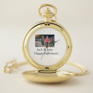 add name photo text Halloween kids girl boy Pocket Watch