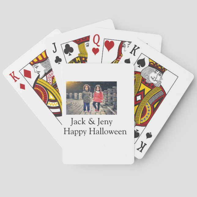 add name photo text Halloween kids girl boy Poker Cards (Back)