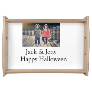 add name photo text Halloween kids girl boy Serving Tray