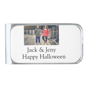 add name photo text Halloween kids girl boy Silver Finish Money Clip