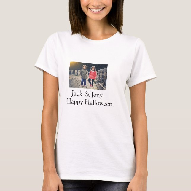 add name photo text Halloween kids girl boy T-Shirt (Front)