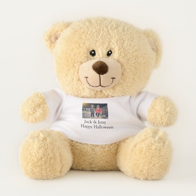 add name photo text Halloween kids girl boy Teddy Bear (Front)