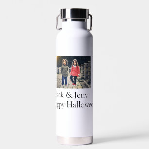 add name photo text Halloween kids girl boy Water Bottle