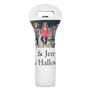 add name photo text Halloween kids girl boy Wine Bag