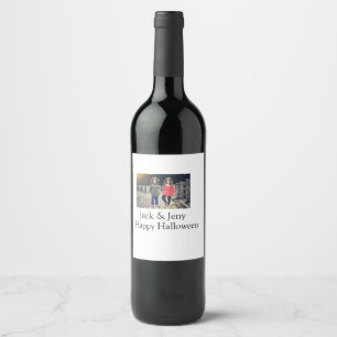 add name photo text Halloween kids girl boy Wine Label