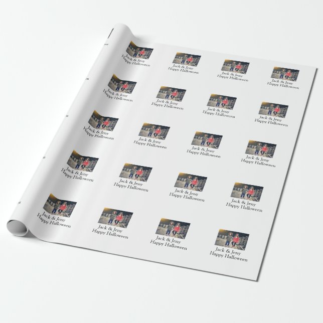 add name photo text Halloween kids girl boy Wrapping Paper (Unrolled)
