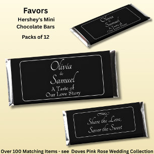 Add Name & Phrase Black White, Hershey Bar Favors