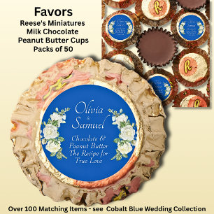 Add Name & Phrase Cobalt Blue & White Roses Reese's Peanut Butter Cups