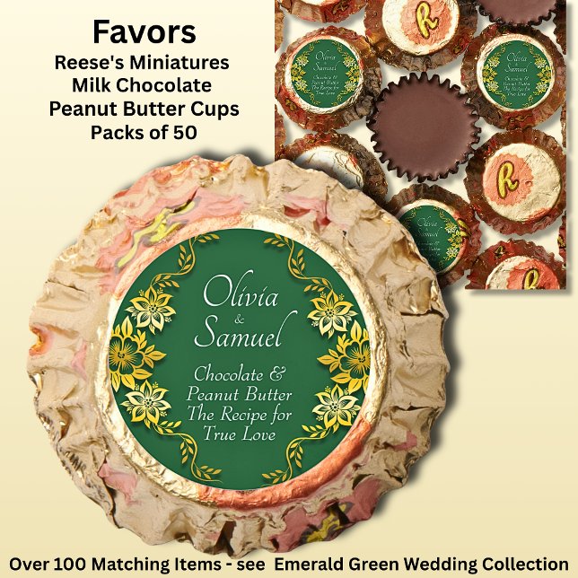 Add Name & Phrase Emerald Green & Gold Reese's Peanut Butter Cups (Creator Uploaded)