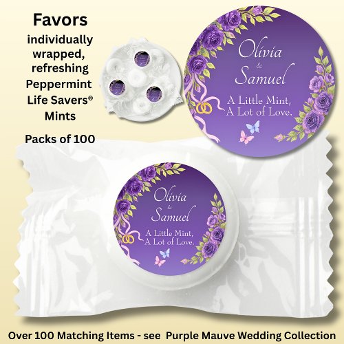 Add Name & Phrase, Purple Mauve Flowers & White