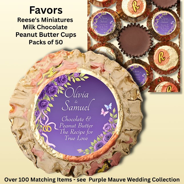 Add Name & Phrase Purple Mauve Flowers & White Reese's Peanut Butter Cups (Creator Uploaded)