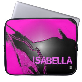 Add Name Pink Latex Emboss Laptop Zip Sleeve by spiceyourdevice at Zazzle