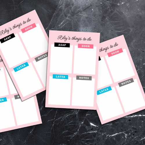 Add Name Pink Organized Things to Do Post_it Notes