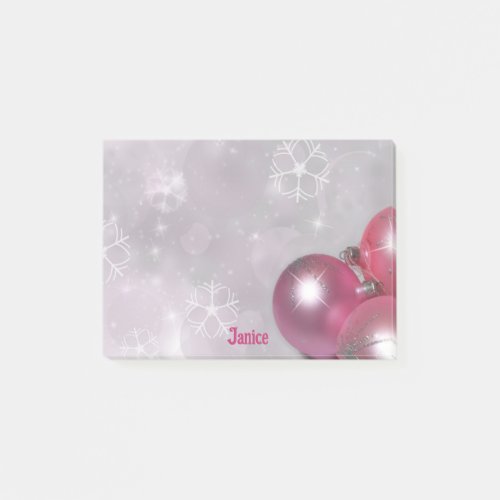 Add Name Pink Ornaments  Silver Gift Post_it Notes