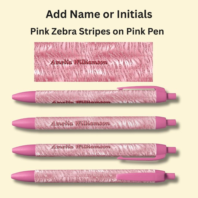 Add Name Pink Zebra Stripes on Pink Pen (Creator Uploaded)