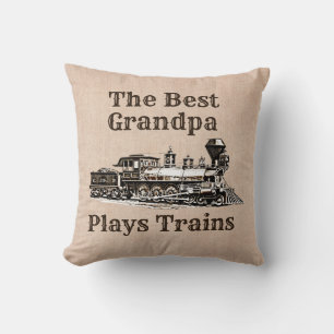 Add Name Plays Steam Train Grandpa Grandfather   Throw Pillow