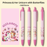 Add Name Princess & Her Unicorn & Butterflies Pink Pen<br><div class="desc">Add the Name,    Change to your own details. See my store for lots more great Pens</div>