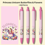 Add Name Princess with Unicorn Butterflies Flowers Pen<br><div class="desc">Add the Name,    Change to your own details. See my store for lots more great Pens</div>