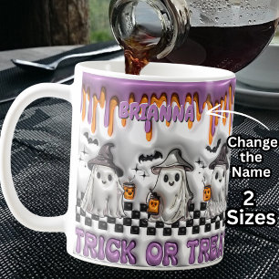 Add Name Purple 3D effect Halloween Ghosts         Coffee Mug