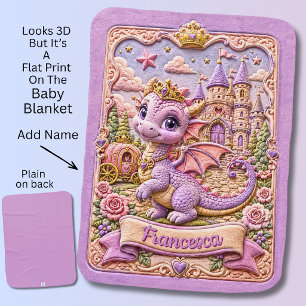 Add Name Purple Mauve Baby Princess Dragon Blanket