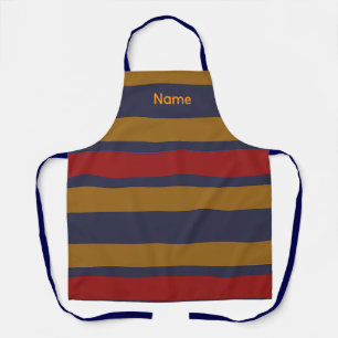 Add Name Red Blue Taupe Stripes Kitchen Crafts Apron