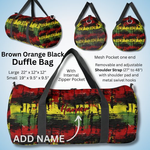 Add Name Red Yellow Green Black Paint Dripping Duffle Bag