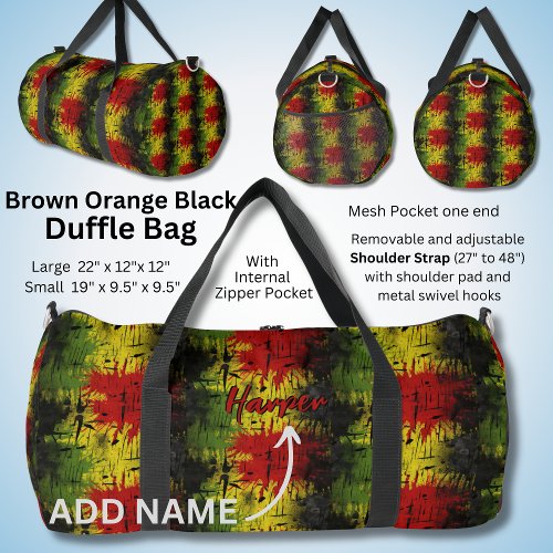 Add Name Red Yellow Green Black Paint Duffle Bag