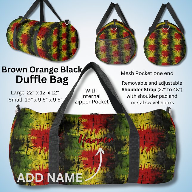 Add Name, Red Yellow Green Black Paint Duffle Bag (Creator Uploaded)