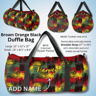 Add Name, Red Yellow Green Black Painted Duffle Bag
