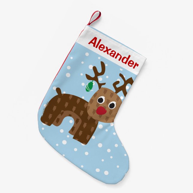 Add Name Reindeer Small Christmas Stocking (Front (Hanging))