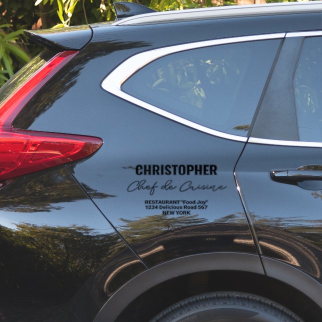 Add Name Restaurant Chef de Cuisine Sticker (Car Side)