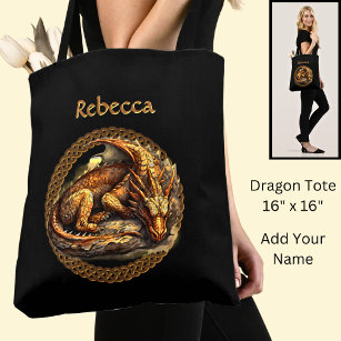 Add Name Resting Brown Dragon  Tote Bag