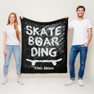 Add Name Scratched Skateboarding Fleece Blanket