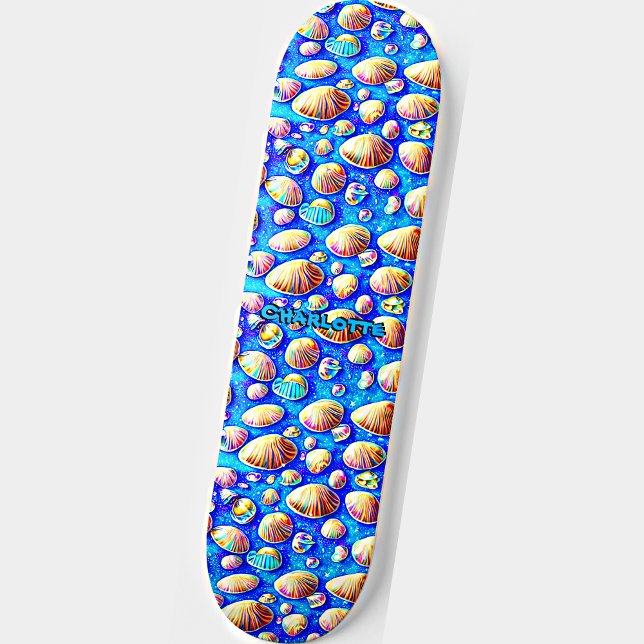 Add Name, Seashells on Blue Skateboard (Creator Uploaded)