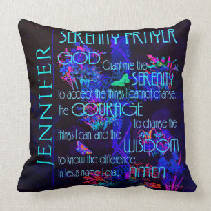Add Name Serenity Prayer in Blue Throw Pillow