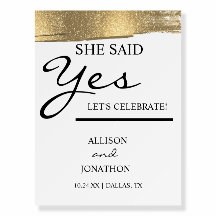 Add Name She Said Yes Gold Glitter Engagement  Foa