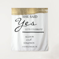 Add Name She Said Yes Gold Glitter Engagement  Tap