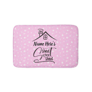 Add Name Shed Sweet Shed Pink White Floral Bath Mat
