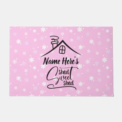 Add Name Shed Sweet Shed Pink White Floral         Doormat