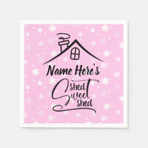 Add Name Shed Sweet Shed Pink White Floral Napkins