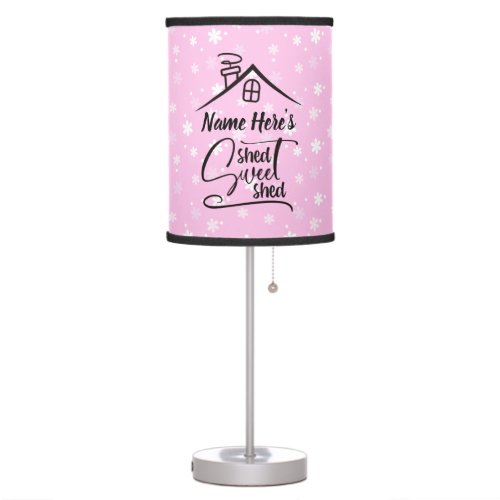 Add Name Shed Sweet Shed Pink White Floral         Table Lamp