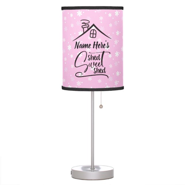 Add Name Shed Sweet Shed Pink White Floral         Table Lamp (Left)