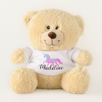Add Name/shimmering Magical Unicorn Teddy Bear by USAshop5179 at Zazzle