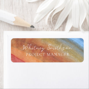 Add Name Simple Abstract Brown & Blue Watercolor Label