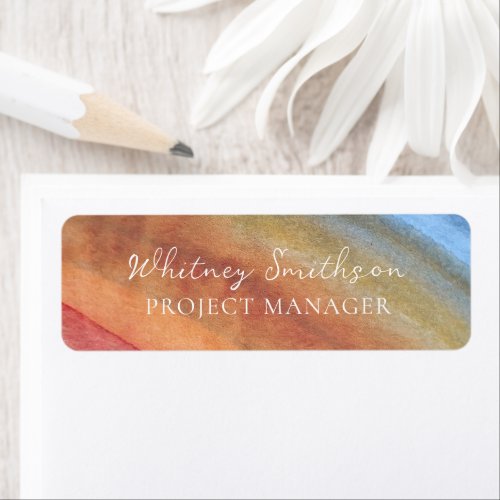   Add Name Simple Abstract Brown  Blue Watercolor Label