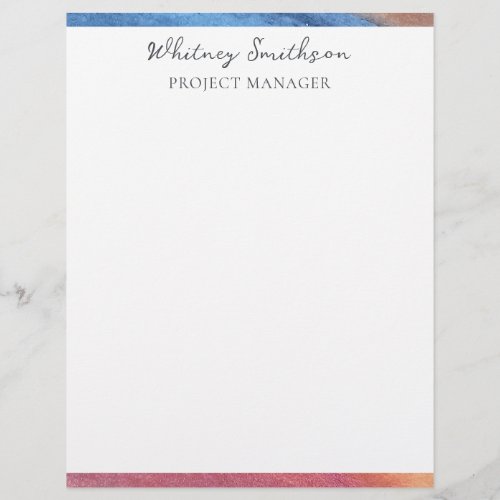   Add Name Simple Abstract Brown  Blue Watercolor Letterhead