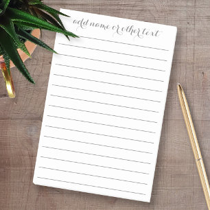 Add Name - Simple Calligraphy with lines - gray Post-it Notes